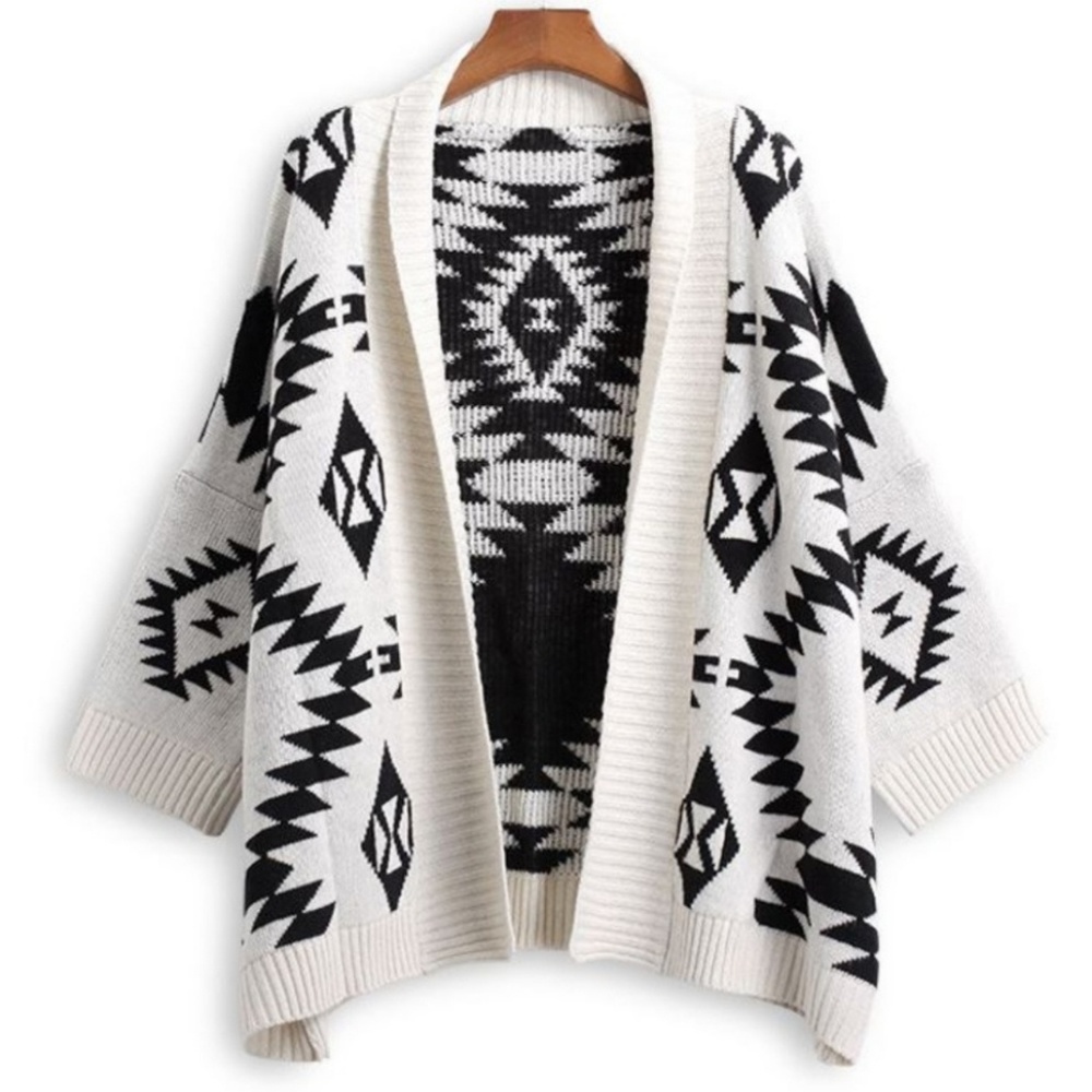 Knitted Geometric Print Cardigan